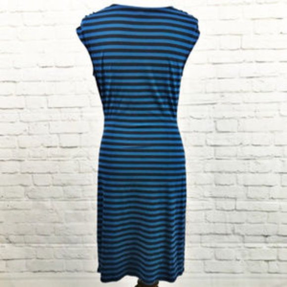 Ann Taylor Blue Striped Faux Wrap Dress Size M - Picture 4 of 6